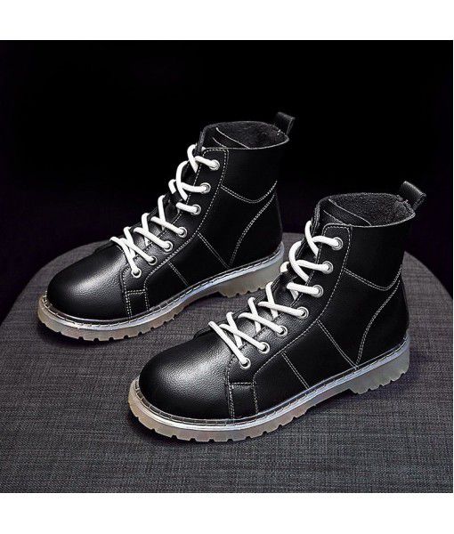 Autumn 2019 new Martin boots European and American style all-around riding boots medium tube tooling boots high top casual fashion shoes women