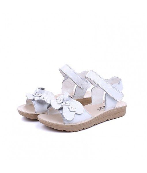 2020 summer new children's sandals Korean student leather open toe shoes Magic Stick Floral casual sandals