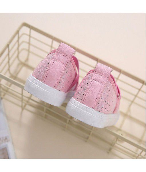 2020 new casual, lovely and breathable soft bottom sandals rubber elastic belt children's shoes Korean pure color light single shoes