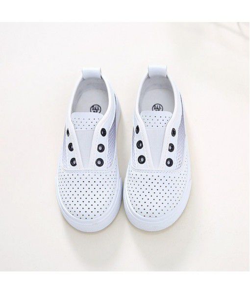 2020 summer new mesh shoes student breathable casual shoes solid rubber children's board shoes light artificial leather children's shoes