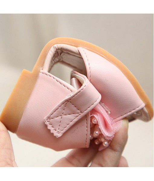 2019 summer new girls' Princess sandals Korean fashion lace flower shoes small and middle school children's soft bottom sandals