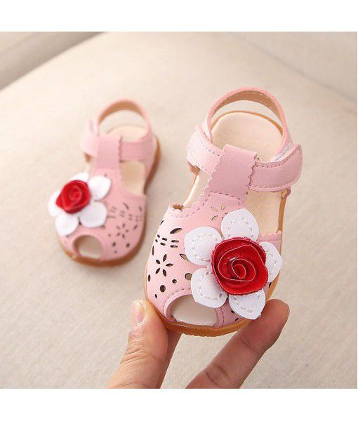 2019 summer new soft bottom fish mouth Baby Toddler sandals girls Korean fashion flower antiskid sandals