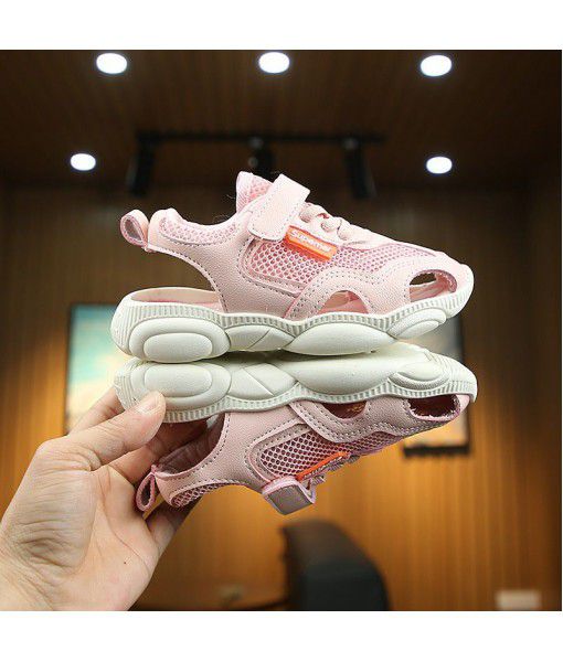 2019 summer new girls' sandals net red little bear shoes children's hollow single net breathable sneakers boys' sandals