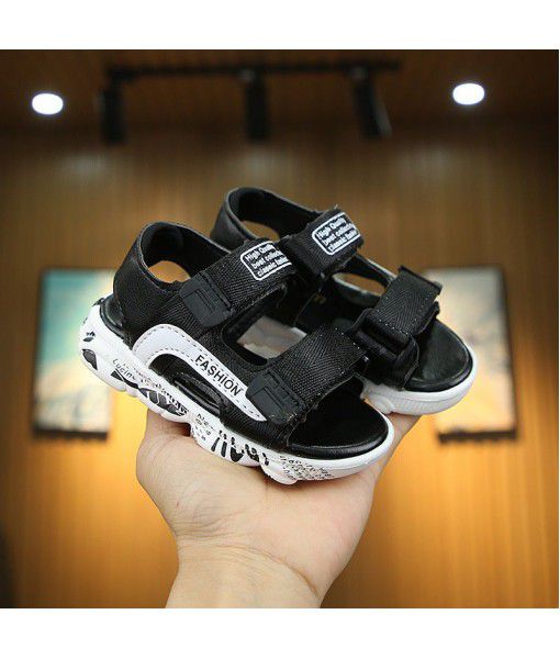 2019 summer new Korean ribbon children's sandals boys' casual color matching fashion soft sole 1-3-year-old beach shoes