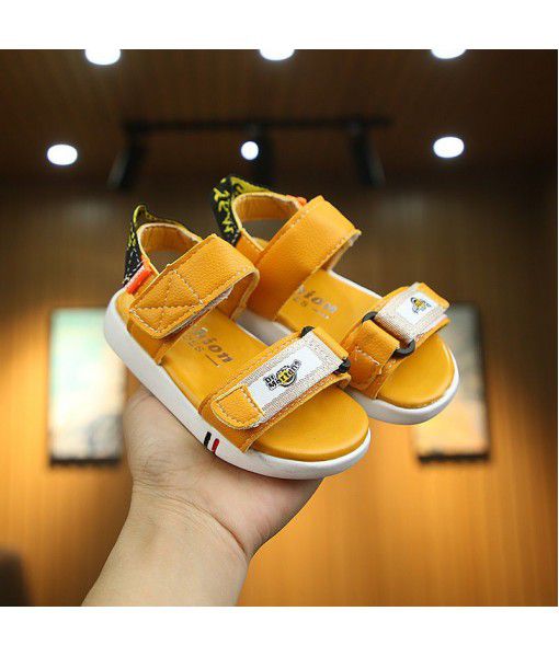 2019 summer new Korean version leisure boys' sandals 1-3 years old baby soft bottom non slip beach sandals