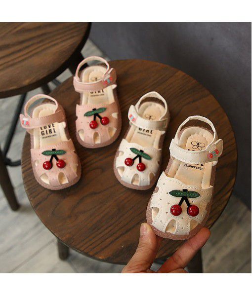 2019 summer new Korean Baotou girls' sandals princess shoes children's beach shoes Cherry Baby Shoes girls' shoes