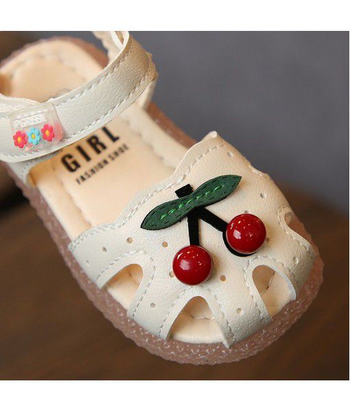 2019 summer new Korean Baotou girls' sandals princess shoes children's beach shoes Cherry Baby Shoes girls' shoes