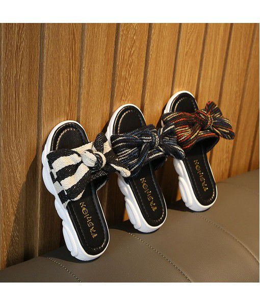 Children's shoes wholesale girl's sandals 2019 summer new Korean version lovely bow tie children's slippers beach shoes