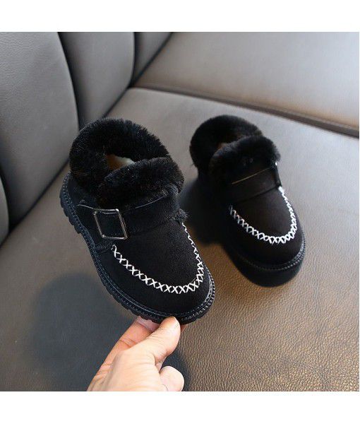 Children's snow boots 2019 new girls' plush cotton shoes children's Princess winter shoes little girls' baby warm shoes