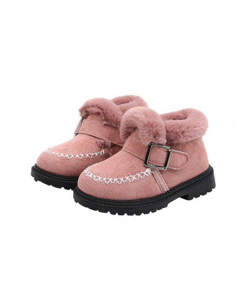 Children's snow boots 2019 new girls' plush cotton shoes children's Princess winter shoes little girls' baby warm shoes