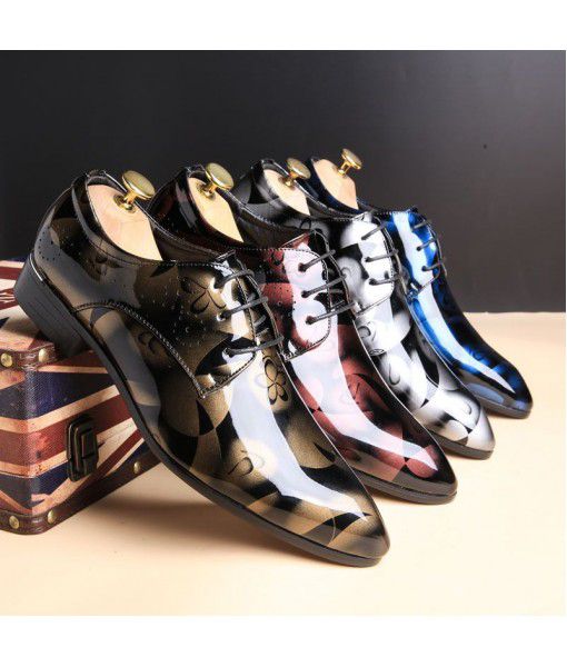 Leather shoes men 2020 new large patent ...
