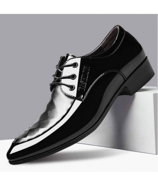 2020 new men's shoes large men's business dress leather shoes pointed men's shoes lace up casual shoes