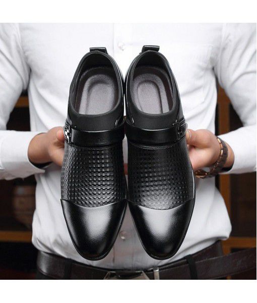 Cross border Amazon 2020 new leather shoes men's black formal business casual shoes men's round head single leather shoes