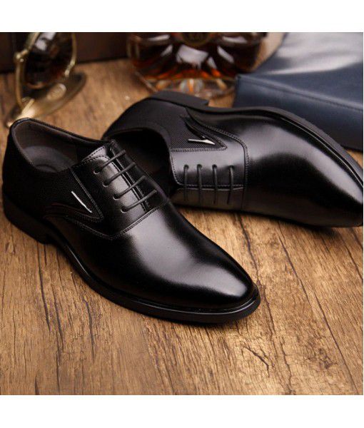 Spring new cross border men's shoes European and American fashion large business dress men's leather shoes British breathable lace up