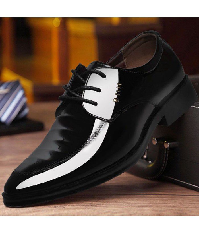 GLSHI Men British Carved Business Casual Shoes New Tie with European Fashion Mens Shoes Fashion Wedding Shoes
