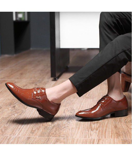 Business school group performance white men's leather shoes bright face studio model host trend leisure men's shoes wholesale