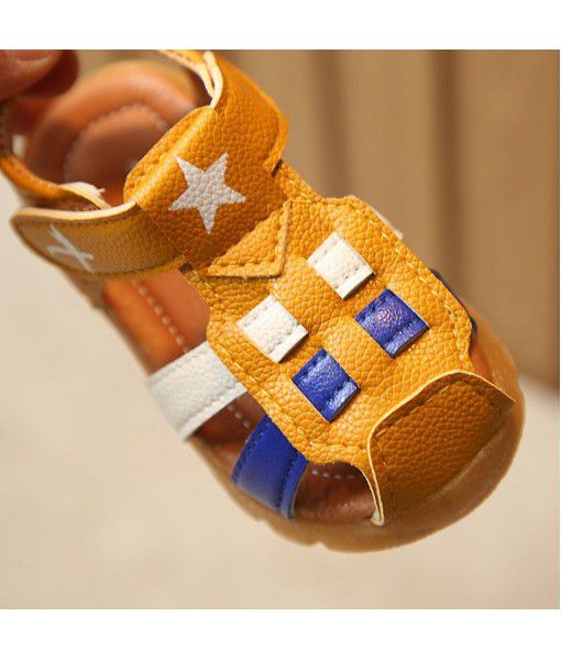 Children's sandals 2020 summer new Korean fashion Baotou soft bottom 1-3 year old Velcro boys' walking sandals