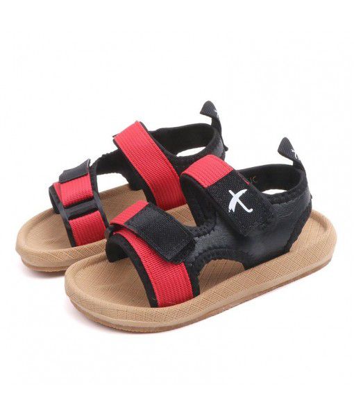 2020 summer new color matching Velcro men's shoes open toe beach shoes breathable non slip sports wind children's sandals