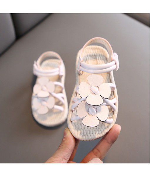 2020 summer new children's lovely flower sandals girl's shoes Korean fashion soft bottom antiskid Princess sandals