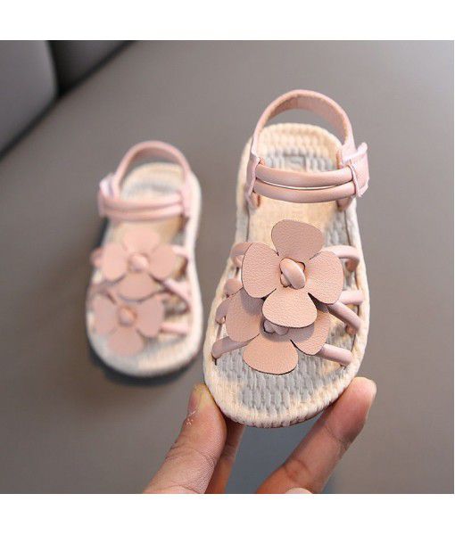 2020 summer new children's lovely flower sandals girl's shoes Korean fashion soft bottom antiskid Princess sandals