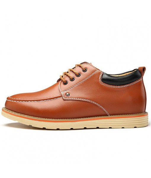 New men's shoes in summer: leather, large head tooling, increased height, all kinds of genuine British men's shoes