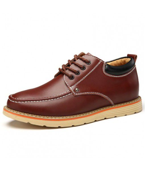 New men's shoes in summer: leather, large head tooling, increased height, all kinds of genuine British men's shoes