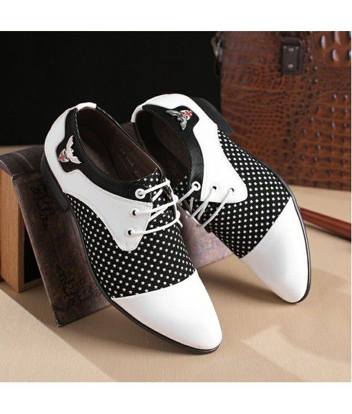 2020 British fashion foreign trade trend men's leather shoes cross border business casual shoes men's simple lace up pointed shoes