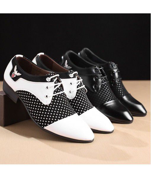 2020 British fashion foreign trade trend men's leather shoes cross border business casual shoes men's simple lace up pointed shoes