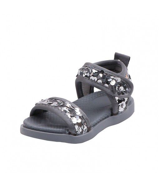 Girls' sports sandals 2020 new fashion small and middle-aged girls' sequins summer Korean Princess Soft Bottom sandals