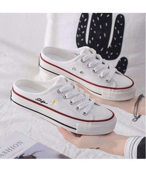 Beibei women's shoes low top Daisy Shoes 2020 summer half cloth shoes all kinds of canvas shoes