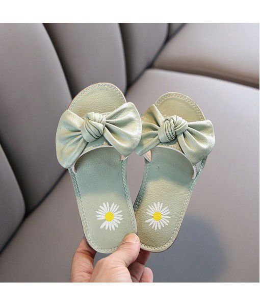 Children's slippers 2020 summer new lovely bowknot girls' sandals Korean version versatile soft bottom princess shoes trend