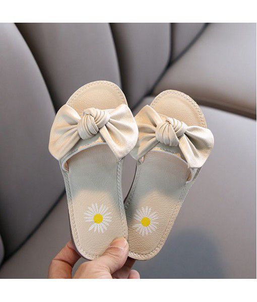 Children's slippers 2020 summer new lovely bowknot girls' sandals Korean version versatile soft bottom princess shoes trend