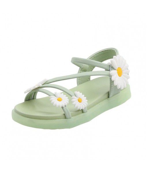 Girls' sandals 2020 summer new fashion girls' net red little Daisy soft bottom princess shoes children's beach shoes
