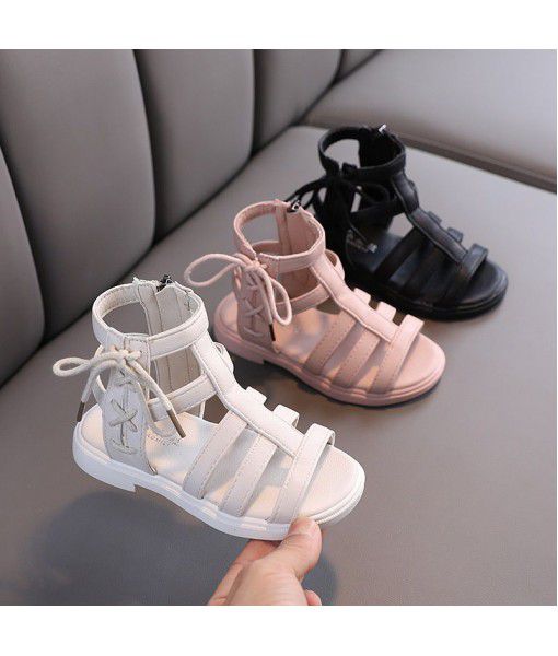 Girls' sandals 2020 new fashion little girls' princess shoes summer big children's high bond zipper ROMAN SANDALS trend