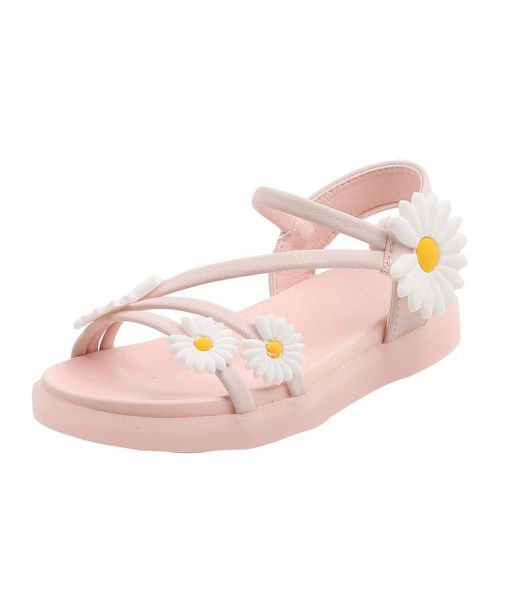 Girls' sandals 2020 summer new fashion girls' net red little Daisy soft bottom princess shoes children's beach shoes