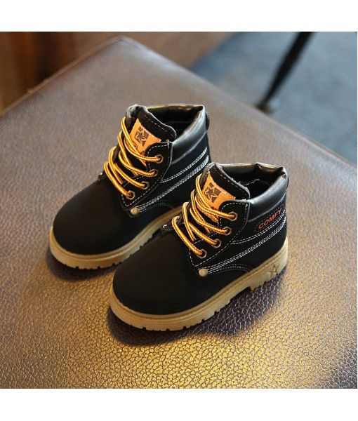2016 children's shoes yellow shoes autumn and winter new children's men's shoes Korean Edition Martin boots girl's boots factory direct sales