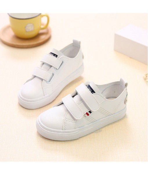 2020 new children's white shoes, girls' boy's set foot, Korean version small leather shoes, stripes, antiskid and breathable casual shoes