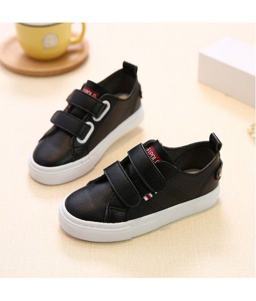 2020 new children's white shoes, girls' boy's set foot, Korean version small leather shoes, stripes, antiskid and breathable casual shoes