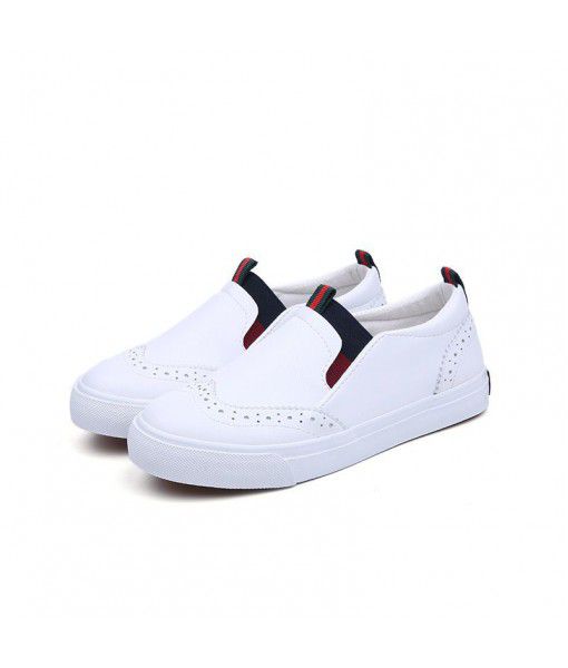 2020 new fashion children's casual leather shoes super fiber leather cover foot single shoes rubber low top black children's leather shoes man