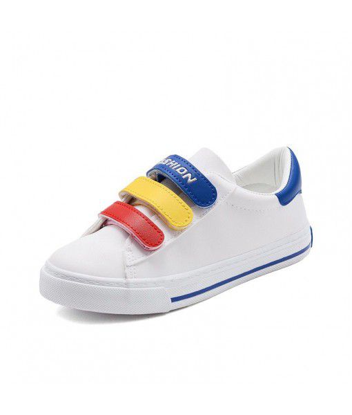 2020 new rubber low top students' small white shoes Velcro solid color breathable children's shoes low top antiskid wear-resistant shoes