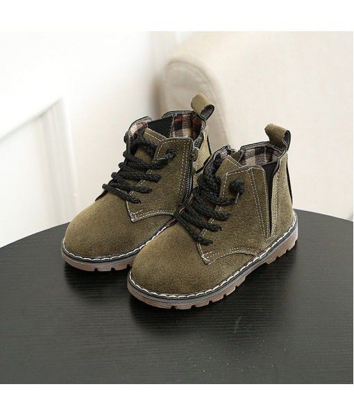 2018 new single boot Korean boys and girls students boots baby soft bottom two cotton winter boots small, medium and large children
