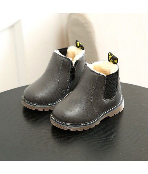 New children's shoes in autumn and winter 2019 boys' Leather short boots British leather boots girls' single boots retro Martin boots trend
