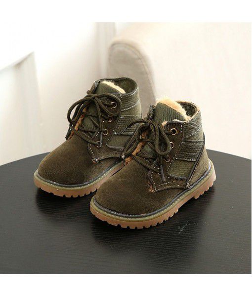 Children's fashion medium boots, wolf boots, autumn and winter new baby Martin boots, boys' and girls' shoes, British style small yellow boots