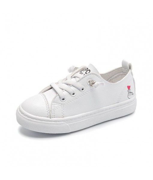 Spring 2020 new Beibei low top board shoes lace up solid color breathable antiskid casual girls' shoes