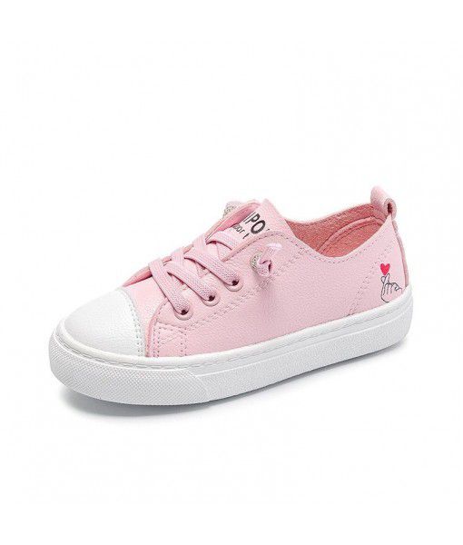 Spring 2020 new Beibei low top board shoes lace up solid color breathable antiskid casual girls' shoes