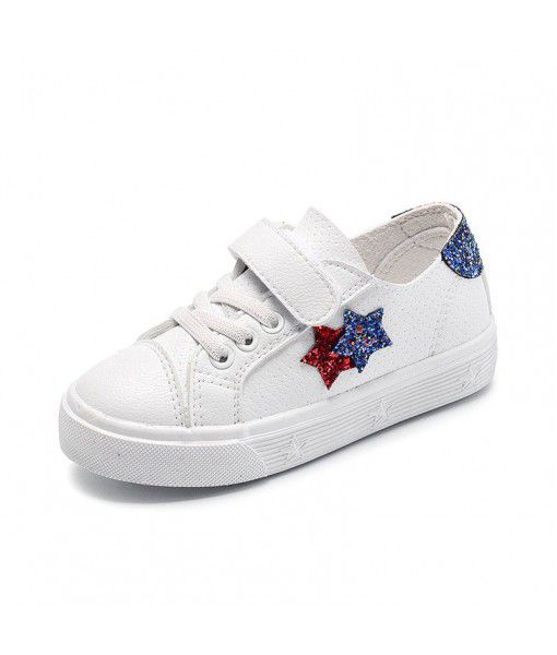 Rubber breathable children's leather shoes men's Velcro floral girls' shoes new antiskid wear-resistant breathable casual shoes