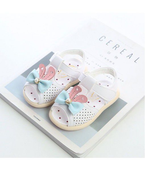 New baby soft bottom sandals bow pearl Girl Toddler sandals 0-1-2 years old in summer 2018