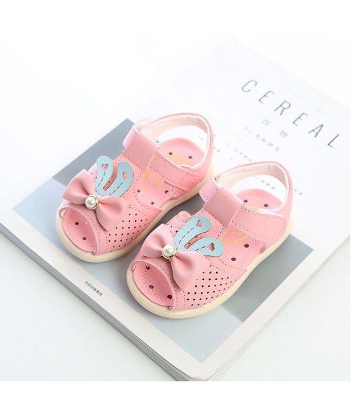 New baby soft bottom sandals bow pearl Girl Toddler sandals 0-1-2 years old in summer 2018