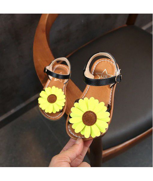 2020 summer new girls' Korean casual shoes girls' sunflower princess shoes small, medium and large children's sandals soft soled shoes