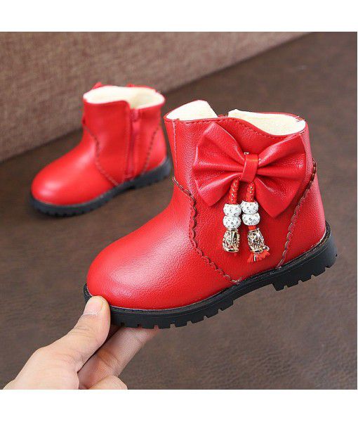 Autumn and winter 2018 new children's Princess versatile fashion boots bowknot little girl boots middle and big children's student shoes